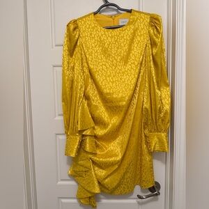 One33 Social Gold Satin Ruched Long-Sleeve Women’s dress